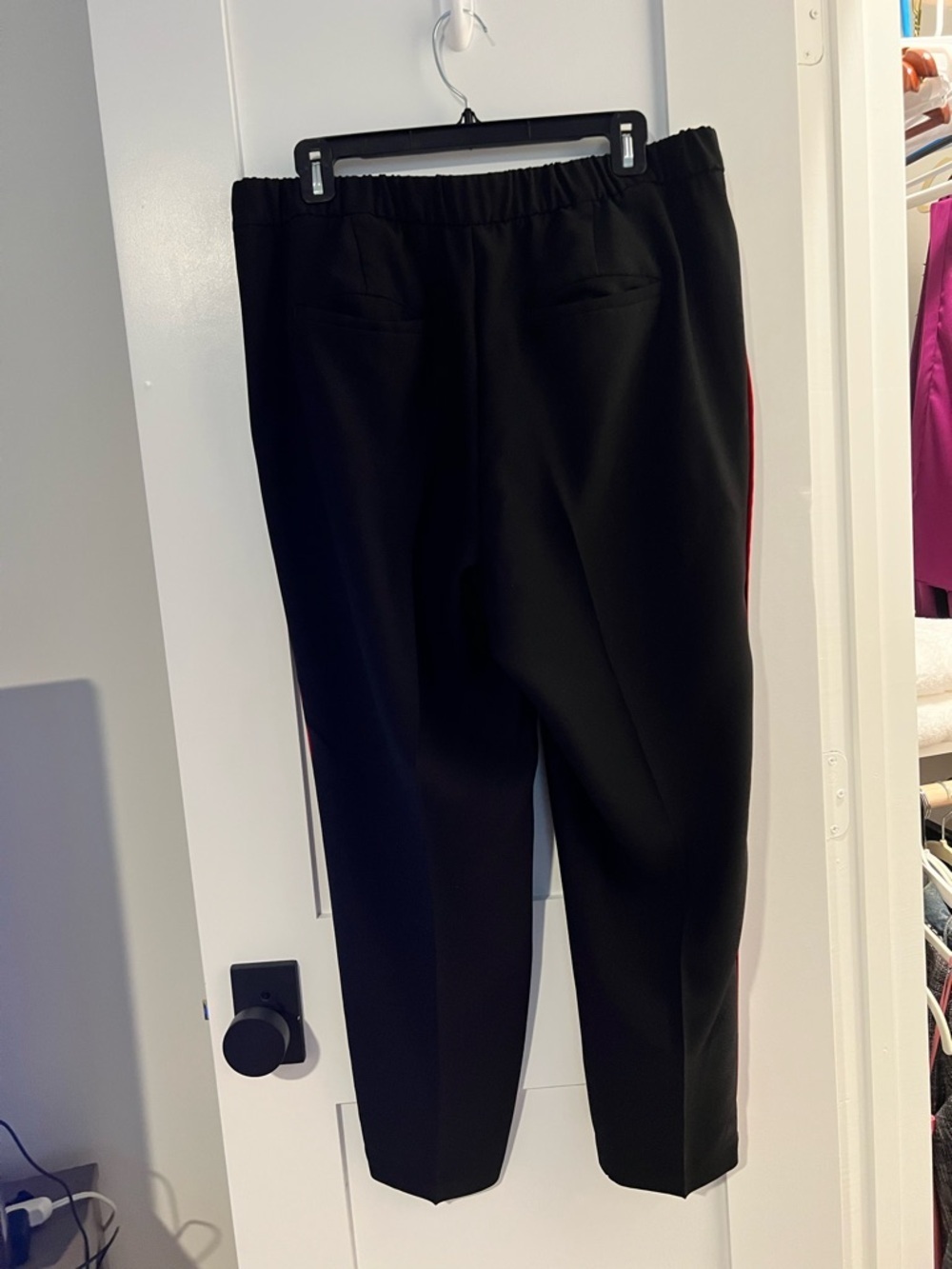 Banana Republic Black Cropped Pants with Red Pinstripes - Picture 2 of 5